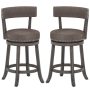 Set of 2 Counter Height Chairs with 360° Swivel Seat and Rubber Wood Frame (24 inches) - Image 3