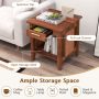 Rattan Nightstand End Table with Drawer and Storage Shelf - Image 5