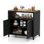 Gray Rattan Storage Cabinet with Acacia Wood Countertop for Poolside Deck and Patio - Image 3