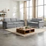 MUZZ Living Room Furniture Sets with 5.9"Upholstered Cushion, 3-Seater Sofa Couch and Loveseat, Sofa Set for Living Room(Light Grey) - Image 1