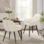 Andeworld Faux Leather Accent Chair Arm Chairs Living Room Chairs Leisures Chair Upholstered Chair with Metal Legs Set of 2 for Home Kitchen Office Bistro Cafe, Brown - Image 4