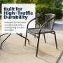 Flash Furniture 28'' Square Glass Metal Table with Gray Rattan Edging and 2 Gray Rattan Stack Chairs - Image 5