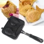 Kitchen Japanese Taiyaki Double Fish Shaped Hot Dessert Waffle Cake Maker Pan Japanese Pancake Double Pan Fry Pan Waffle Molds - Image 2