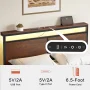 GUNAITO Queen Size Bed Frame with Headboard Storage Bed frame with 4 Drawers LED Platform Bed Frame with Charging Station Rustic Brown - Image 6