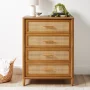 Better Homes & Gardens Springwood 4-Drawer Dresser with Caning Look, Light Honey - Image 1