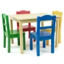 Humble Crew Primary Toddler Wood Table and 4 Chairs Set, Natural/Primary - Image 1