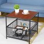 20 Inch Black Frame Side Table with Storage Basket End Table Red Mahogany - Image 5