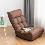 Coffee 4-Position Adjustable Floor Chair Folding Lazy Sofa with Side Pocket - Image 2