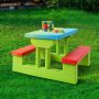 Kids Picnic Folding Table and Bench Set with Umbrella - Image 6