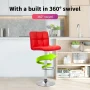 FDW Counter Height Bar Stools Set Of 2 Bar Chairs Height Adjustable Swivel Stool With Back PU Leather Kitchen Counter Stools Dining Chairs,Red - Image 4