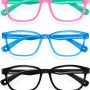 Blue Light Glasses for Kids 3 Pack Anti Glare & Eye Strain Glasses Computer TV Phone Tablets UV Protection Glasses for Kids Boys Girls Age 3-10(Pink Green + Transparent Blue + Black) - Image 4