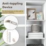Natural 5 Tiers 4-Cube Narrow Bookshelf with 4 Anti-Tipping Kits - Image 6