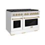 ZLINE - 48 in. Wide 8 Burner Autograph Paramount Double Oven Dual Fuel Freestanding Range with White and Bronze Accents - White - Image 3