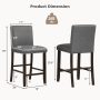 Gray Set of 2 Bar Stools with Back for Kitchen Island - Image 4