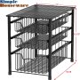 Simple Houseware 3-Tier Stackable Sliding Basket Storage Organizer Drawer for Bathroom and Kitchen, Black - Image 5