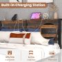 Full Size Twin/Full/Queen Size Bed Frame with Charging Station and Storage Headboard - Image 6