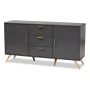 Baxton Studio Kelson Modern and Contemporary Dark Grey and Gold Finished Wood 2-Door Sideboard Buffet - Image 2