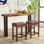Brown 24 Inch Upholstered PU Leather Bar Stools Set of 2 - Image 2