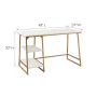 Leick Home Reversible Stepped Tier Shelf Rectangular Desk in White Herringbone/Satin Gold Finish - Image 5
