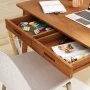 Caidence 2-Drawer Writing Desk with Solid Wood Legs, White / Burlywood, 29.53" H x 39.4" W x 21.7" D - Image 4