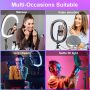 Zacro 12" RGB Selfie Ring Light with Tripod Stand, Dimmable LED Ring Light with Remote & Phone Holder for Live Streaming/Makeup/YouTube/Tiktok, Shooting with 10 Brightness Level & 3 Light Modes - Image 2