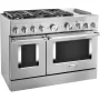 KitchenAid - 48 inch Wide 6 burner 6.3 cu. ft. Freestanding Double Oven Dual Fuel True Convection Range with Self-Cleaning - Stainless Steel - Image 2
