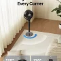 DREO - 9 in. Smart Adjustable Pedestal Floor Fan w/Remote and 3D 120° Oscillation, 9-Speed, 20dB, 8-H Timer - Gray - Image 3