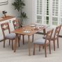 Dining Chair Set of 2 Fabric Upholstered Kitchen Chairs with Padded Seat and High Back - Image 4