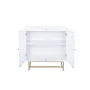 Kova Natural Cane Rattan Doors Accent Cabinet with Brass Metal Base and Adjustable Shelf for Hallway or Living Room - Image 3