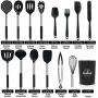 KSENDALO Silicone Cooking Utensils Set, 26 Pcs, Heat Resistant Kitchen Utensils Set, Black - Image 6