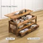 GUNAITO Lift Top Coffee Table with 2 Drawers,Wooden Convertible Coffee Table with Storage for Living Room,Center Table,Brown,42" - Image 5