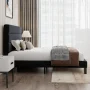 Sha Cerlin King Size Platform Bed Frame with Upholstered Velvet Headboard, Black - Image 3