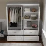 White Wood 63 in. W 4-Door Big Wardrobe Armoires with Hanging Rod, Drawers, Storage Shelves 74.2 in. H x 20.6 in. D - Image 5