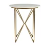 Round Accent Table With Gold Finish Wire Base And Natural Marble Top - Image 6