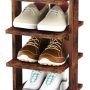 HOMEFORT 7-Tier Wood Shoe Rack, Entryway Shoe Tower,Vertical Shoe Organizer, Wooden Shoe Storage Stand, Rustic Brown - Image 1