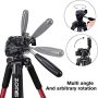 55" Tripod Q111 Travel Camera Tripod with 3-Way Pan Head and Phone Holder Mount for Gopro,Projector,Smartphones Webcam,Spotting Scopesto Live Broadcast and DSLR EOS Canon Nikon Sony Samsung(Red) - Image 6