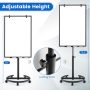 Height-Adjustable Mobile Whiteboard with Round Stand Paper Clips - Image 4