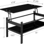 Sumdeal Lift Top Coffee Table,Glass Coffee Table with Storage Shelf & Metal Frame,Coffee Table Lift Top, Lift Tabletop Dining Table for Home Living Room, Office - Image 6