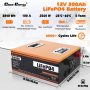 [US Direct] Cloudenergy LiFePO4 Battery 12V 300Ah 3.84kWh 2560W Deep Cycle with Longer Runtime Built-in 100A BMS 6000+Cycles & 10 Year Lifetime Perfect in Solar/Energy Storage System RV, Marine, Backup Power - Image 2