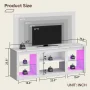 Bestier LED TV Stand for TVs up to 70", Entertainment Center with Storage Shelves, White Marble - Image 2
