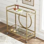 Better Homes & Gardens Nola Mid-Century Metal & Glass Bar Cart, Gold Finish - Image 1