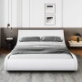 Sha Cerlin White Full Platform Bed, Leather Bed Frame with Adjustable Headboard, Adults - Image 2