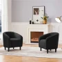 Yaheetech Upholstered Boucle Club Chair Accent Barrel Chair, Black - Image 6