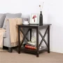 Renwick Modern X Design Wood End Table with Storage Shelf for Living Room, Espresso - Image 3
