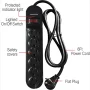 Hyper Tough 6-Outlet Surge Protector with 900-Joule Protection with 6 Feet Power Cord, Glossy Black - Image 6
