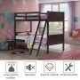 Wooden Twin Over Twin Bunk Beds with Ladder and Safety Rail - Image 6