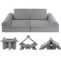 Gray 6 Pieces Convertible Kids Play Couch Set with Zipper - Image 4