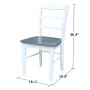 Set of 2 Solid Wood Madrid Ladderback Chairs in White/Heather Gray - Image 3
