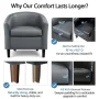 Renwick Faux Leather Barrel Accent Chair for Livingroom, Gray - Image 6