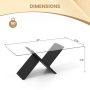 47 Inch Rectangle Glass Coffee Table Modern Center Table with Tempered Glass Tabletop - Image 4